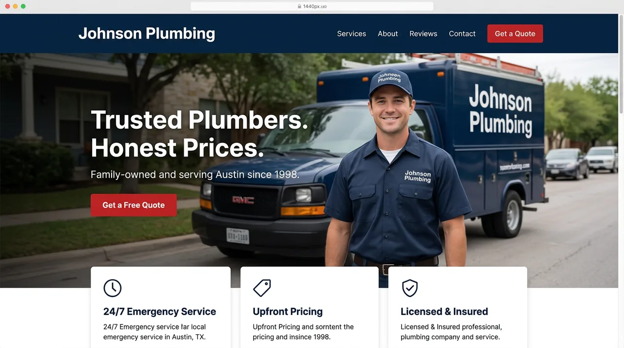 Example website for Johnson Plumbing