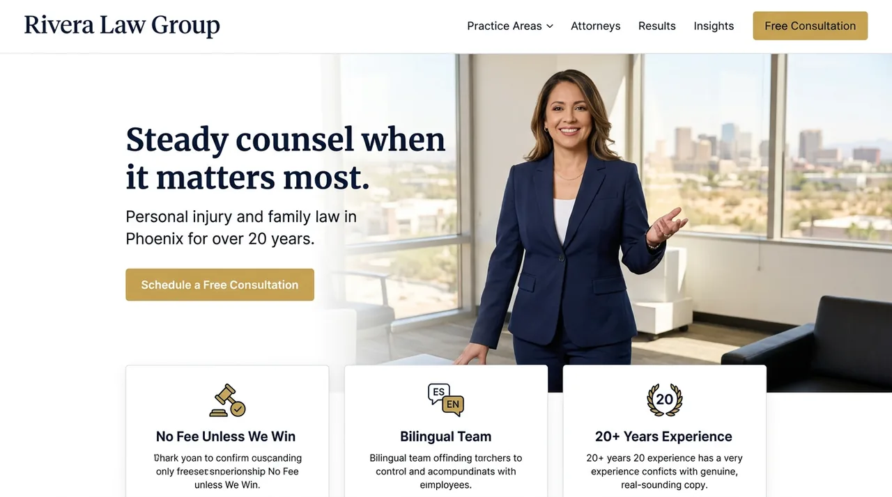 Example website for Rivera Law Group